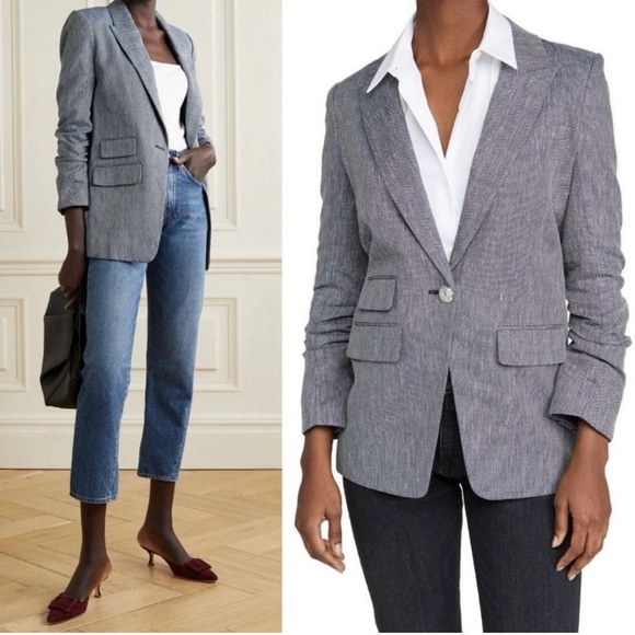 Veronica Beard Martel Herringbone Dickey Jacket Blazer Gray Size 6 Casual